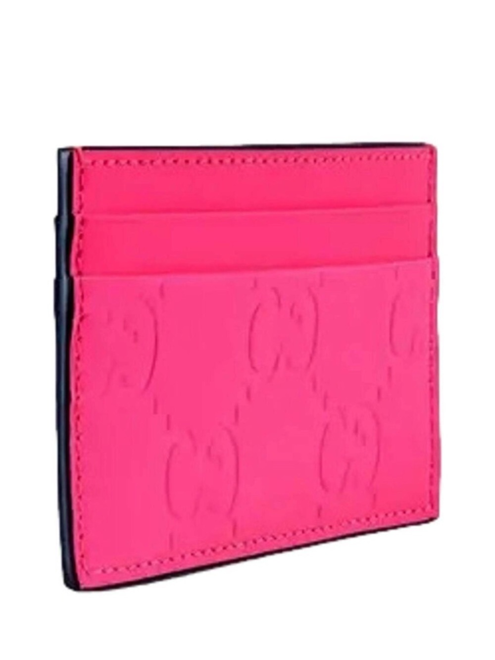 Gucci Neon Pink Embossed GG Card Holder - Picture 2 of 5